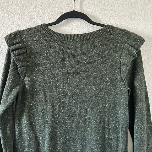 Club Monaco Women’s Wool Silk Blend Knit Dress Sz Small Green Holiday Fall Party - Picture 9 of 11